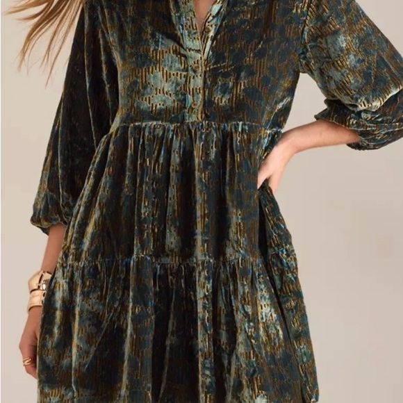Maeve Dresses & Skirts - The Bettina Tiered Shirt Dress by Maeve: Mini Velvet Edition